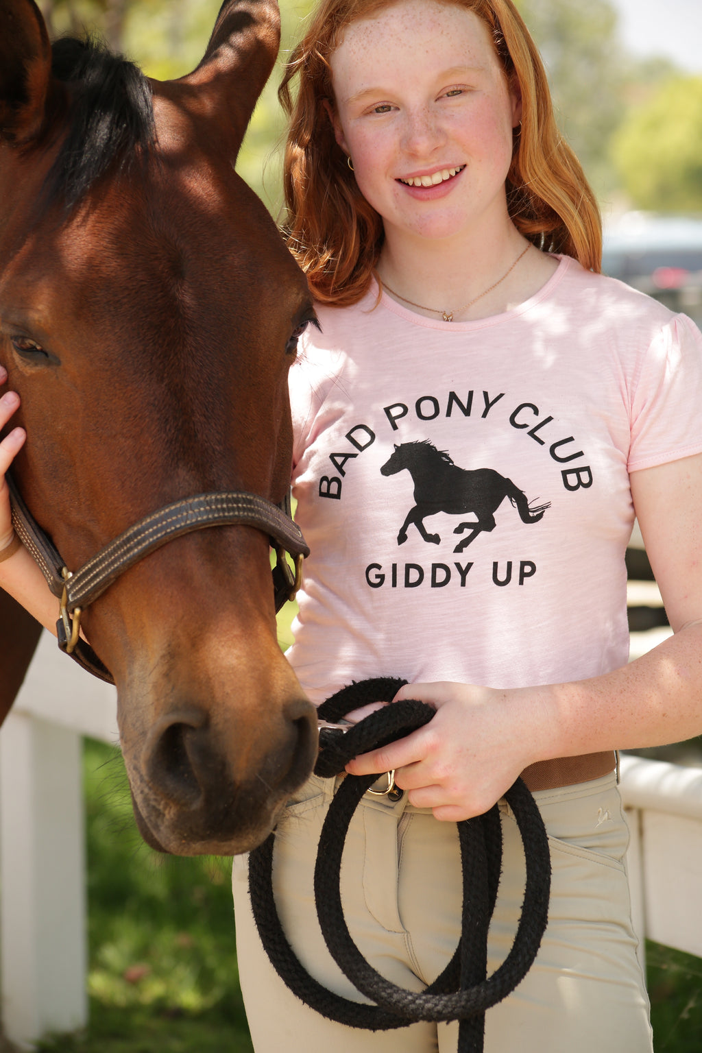 *NEW Bad Pony Club Girls Crew Cotton Tee