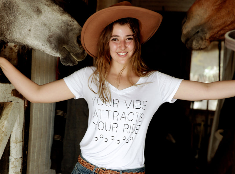 *NEW Your Vibe Attracts Your Ride V-Neck Modal Tee