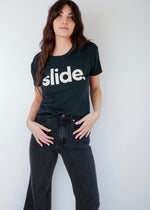 SALE! Slide. ~ Vintage Tee Black
