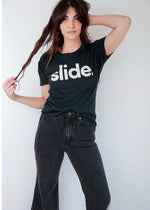 SALE! Slide. ~ Vintage Tee Black